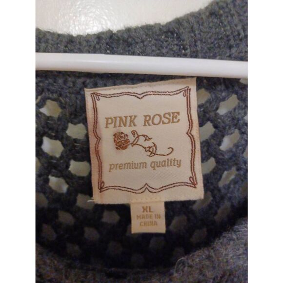 Pink Rose Top Long Sleeve Gray Small - Picture 4 of 4